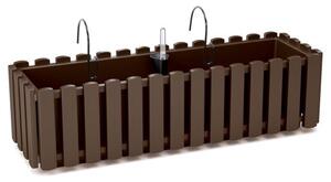 Jardiniera decorativa, suport metalic, sistem irigare, maro, 58x18x16.2 cm, Boardee Fencycase W 