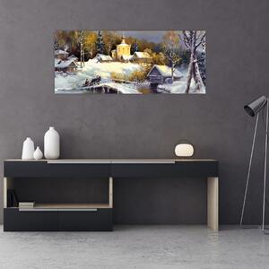 Tablou - Orășel iarna (120x50 cm)