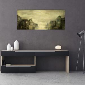 Tablou - Oraș colorat, abstracție (120x50 cm)
