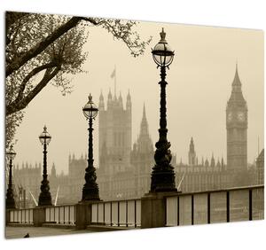 Tablou pe sticlă - Londra în ceață, Anglia (70x50 cm)