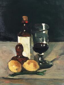 Reproducere Still Life with Bottle, Glass & Lemons (Vintage Kitchen) - Paul Cézanne