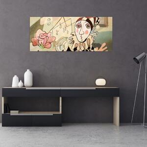 Tablou - Cubismul - arlechin și trandafir (120x50 cm)