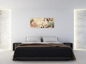 Tablou - Cubismul - arlechin și trandafir (120x50 cm)