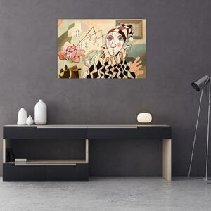 Tablou - Cubismul - arlechin și trandafir (90x60 cm)