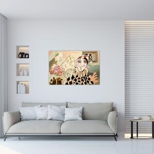Tablou - Cubismul - arlechin și trandafir (90x60 cm)