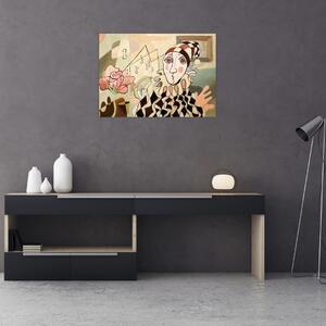 Tablou - Cubismul - arlechin și trandafir (70x50 cm)