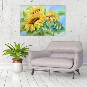Tablou - Floarea soarelui înflorită (90x60 cm)