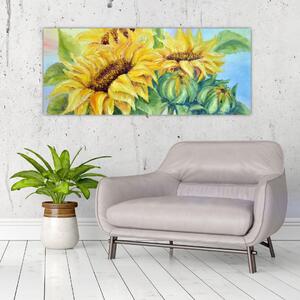 Tablou - Floarea soarelui înflorită (120x50 cm)