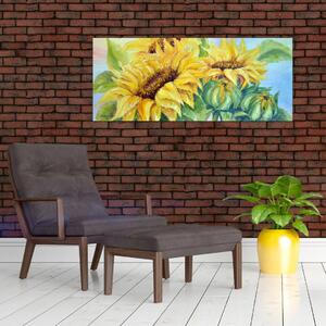 Tablou - Floarea soarelui înflorită (120x50 cm)