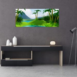 Tablou - Lac în junglă (120x50 cm)