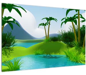 Tablou - Lac în junglă (90x60 cm)