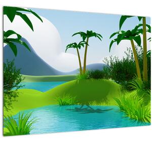 Tablou - Lac în junglă (70x50 cm)