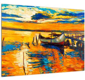 Tablou - Barca la apus de soare (70x50 cm)