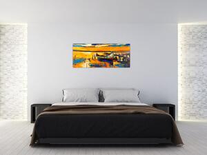 Tablou - Barca la apus de soare (120x50 cm)