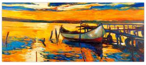 Tablou - Barca la apus de soare (120x50 cm)