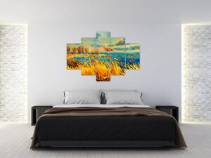 Tablou - Apus de soare peste lac, pictură acrilică (150x105 cm)