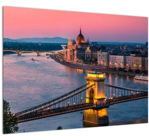 Tablou pe sticlă - Panorama orașului Budapesta, Ungaria (70x50 cm)