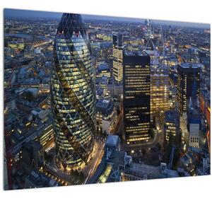 Tablou pe sticlă - Panorama de seară a Londrei (70x50 cm)