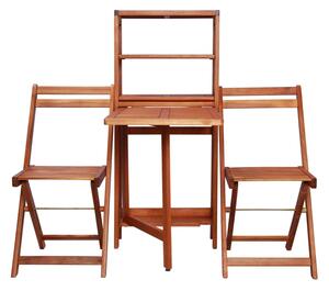 Set mobilier bistro pliabil, 3 piese, lemn masiv de acacia