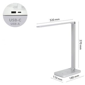 Brilagi - Lampă de masă LED reglabilă, cu control tactil și încărcare wireless Qi, LED/7W/5V, 3000/4000/6000K, albă