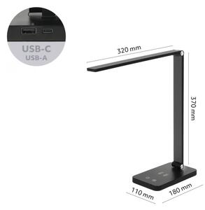 Brilagi - Lampă de birou LED tactilă cu dimmer, încărcare wireless QI, LED/7W/5V 3000/4000/6000K, negru