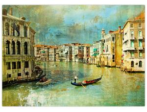 Tablou - Canalul de la Veneția și gondole (70x50 cm)
