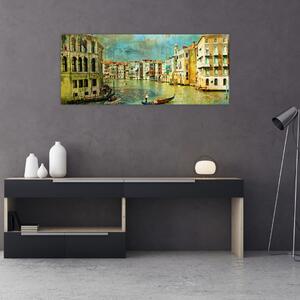 Tablou - Canalul de la Veneția și gondole (120x50 cm)