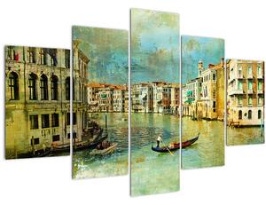 Tablou - Canalul de la Veneția și gondole (150x105 cm)