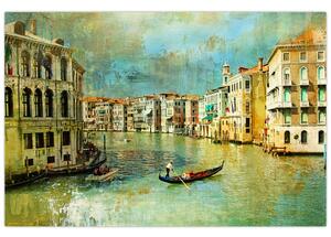 Tablou - Canalul de la Veneția și gondole (90x60 cm)