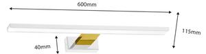 Corp de iluminat LED pentru oglindă de baie SHINE, 13,8 W, 230 V, 60 cm, IP44, alb/auriu