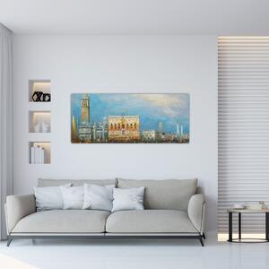 Tablou - Gondola care trece prin Veneția, pictură în ulei (120x50 cm)