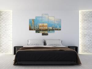 Tablou - Gondola care trece prin Veneția, pictură în ulei (150x105 cm)
