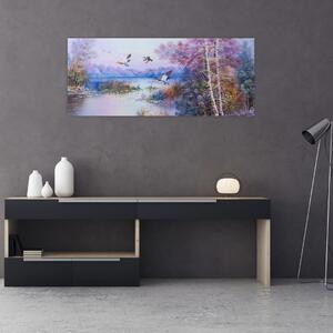 Tablou - Sosirea toamnei, pictură în ulei (120x50 cm)