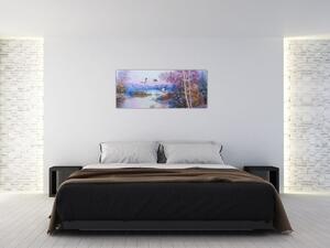 Tablou - Sosirea toamnei, pictură în ulei (120x50 cm)