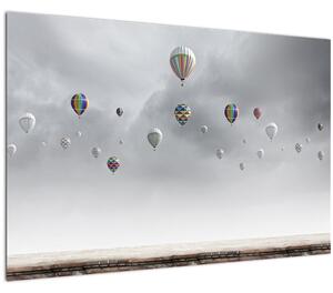 Tablou - Baloane pe perete de cărămidă (90x60 cm)