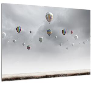 Tablou - Baloane pe perete de cărămidă (70x50 cm)