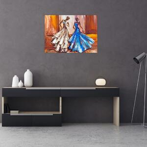 Tablou pe sticlă - Dansatoare, pictură în ulei (70x50 cm)