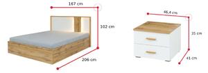 Set mobilier pentru dormitor GLUME,160x200, stejar wotan/alb