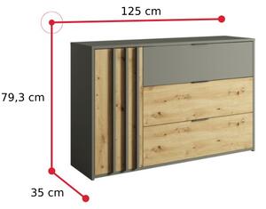 Set mobilier pentru dormitor MOLINE, 160x200, stejar artisan/grafit