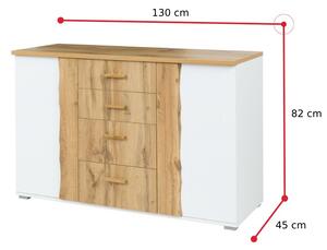 Set mobilier pentru dormitor GLUME,160x200, stejar wotan/alb