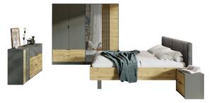 Set mobilier pentru dormitor MOLINE, 160x200, stejar artisan/grafit