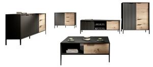 Set mobilier pentru living RAME, negru/stejar artisan