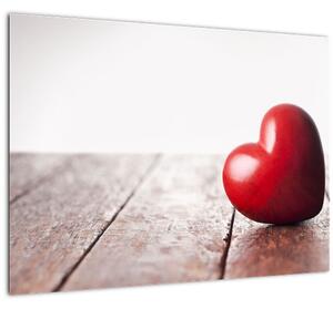 Tablou pe sticlă - Inima din lemn (70x50 cm)