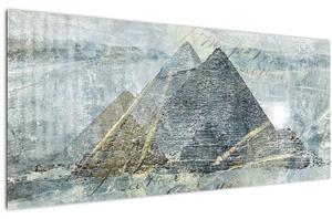 Tablou - Piramide în filtru albastru (120x50 cm)