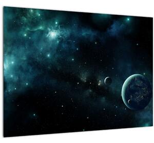 Tablou pe sticlă - Viața în spațiu (70x50 cm)