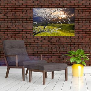 Tablou - Peisaj cu pomul înflorit (90x60 cm)