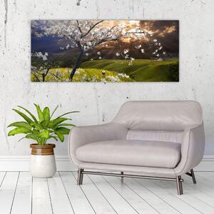Tablou - Peisaj cu pomul înflorit (120x50 cm)