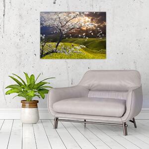 Tablou - Peisaj cu pomul înflorit (70x50 cm)