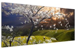 Tablou - Peisaj cu pomul înflorit (120x50 cm)