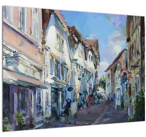 Tablou - Strada orașului vechi, pictură acrilică (70x50 cm)